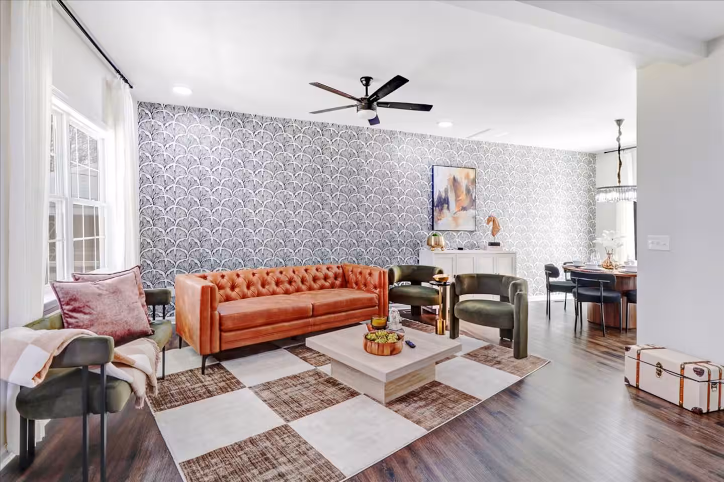 Living room at 3417 Derby, a Bello Homes managed short-term rental