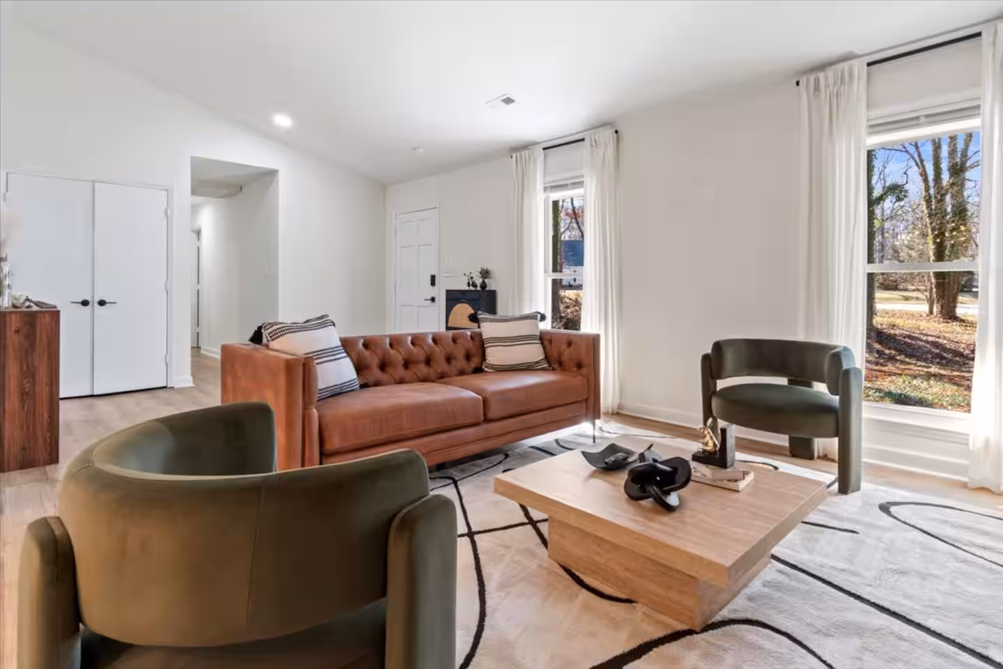 Final staged Airbnb living room by Bello Homes interior designers