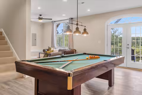 Billiards room at the Zane Home, a Bello Homes managed short-term rental